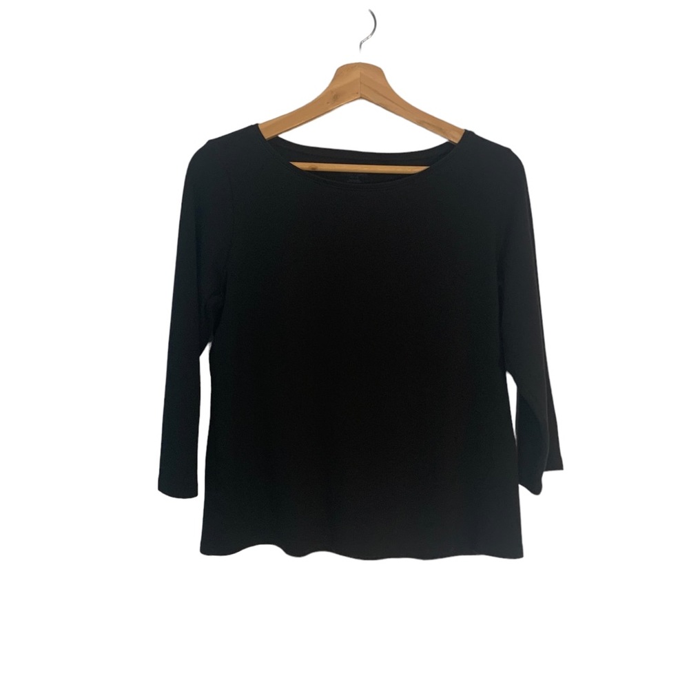 Eileen Fisher Black 100% Cotton 3/4 Sleeve Women’s Petite Large